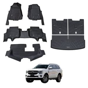 AUSGO 7D Injection Floor Mats & Boot Liner Set for Ford Everest Next-Gen 7-Seat 2022-Onwards Car Floor Liners Cargo Mat