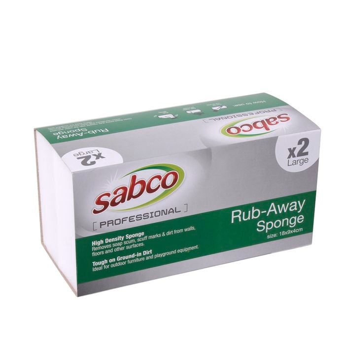 Sabco Large Heavy Duty Rub Away Melamine Sponge- 2 Pack