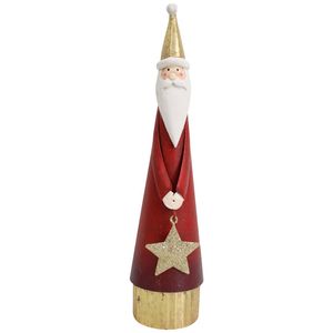 LVD Metal Santa w/ Star Christmas Holiday Tabletop Decoration 24.5cm Red