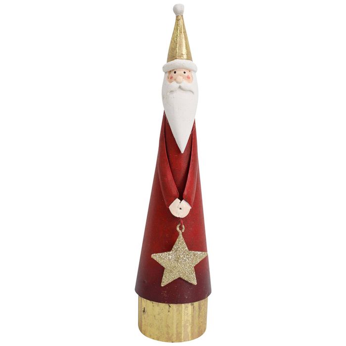LVD Metal Santa w/ Star Christmas Holiday Tabletop Decoration 24.5cm Red