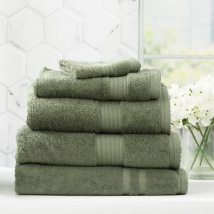 5pc Renee Taylor Stella Hand/Bath Towel/Mat Set Soft Bamboo Cotton 650 GSM Jade