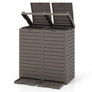 Costway 235L Dual Waste Basket Waterproof Flip Lid Trash Can