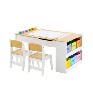 Costway Kids Table & Chairs Set Activity Drawing Desk W/storage Boxs