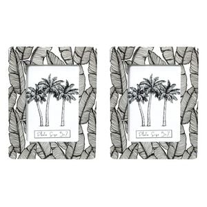 2PK LVD Mono Leaves Ceramic/MDF/Glass 5x7" Photo Frame Display