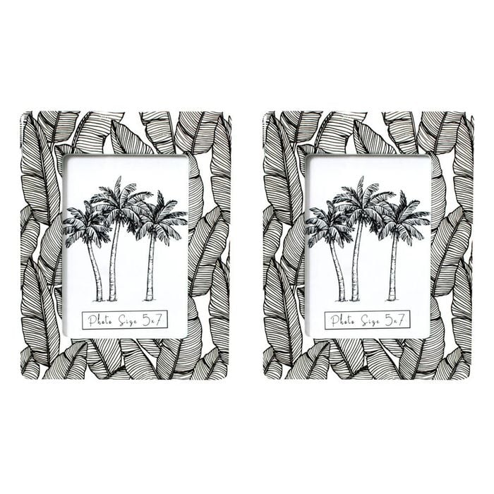 2PK LVD Mono Leaves Ceramic/MDF/Glass 5x7" Photo Frame Display