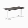 Desky Dual Sit to Stand Burnished Wood Melamine Desk 150x75cm White Height Adjustable Legs