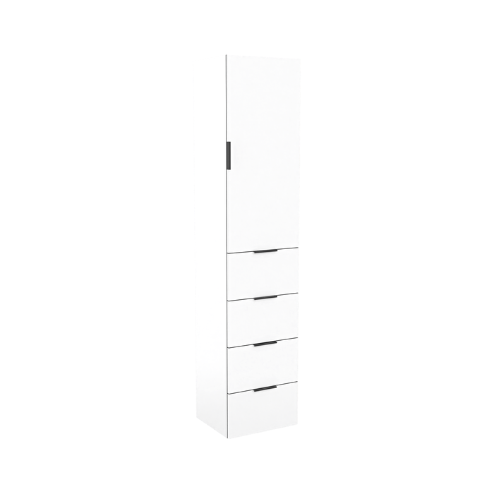 Lugna 2048 x 450 x 380mm White 3 Shelf 4 Drawers Right Hinged Door Storage Cabinet - White