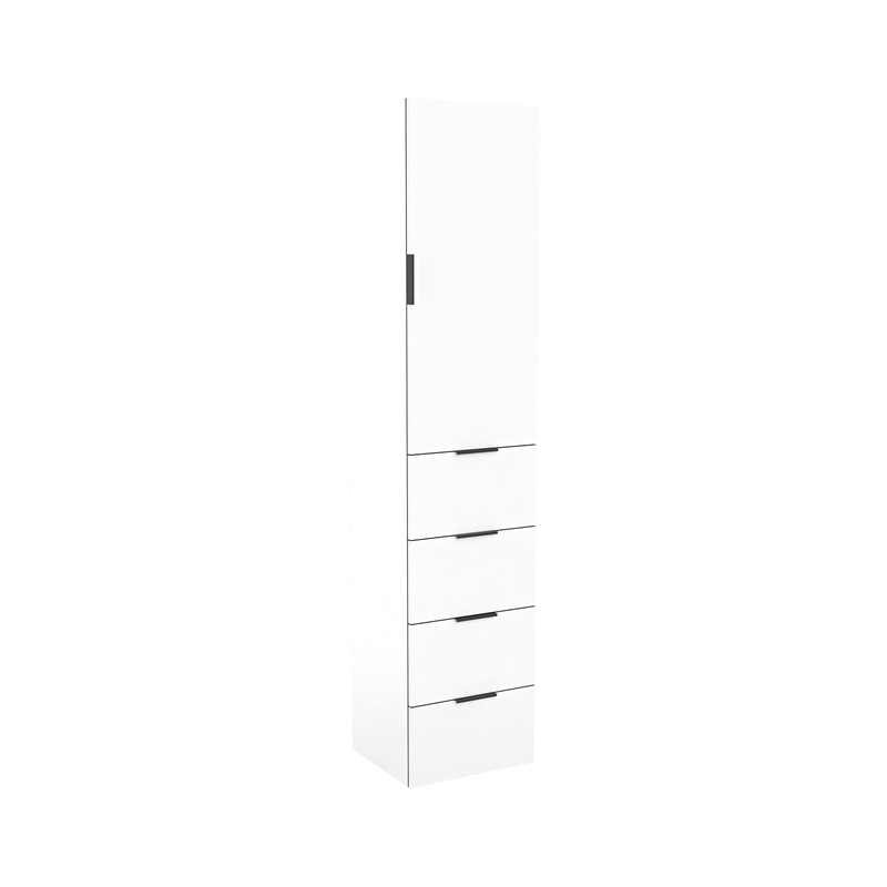 Lugna 2048 x 450 x 380mm White 3 Shelf 4 Drawers Right Hinged Door Storage Cabinet - White