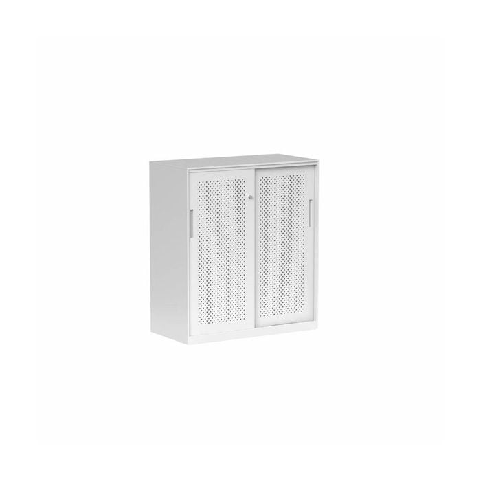 Olg Tempo Sliding Door Credenza Narrow White W900mm X D450mm X H1020mm
