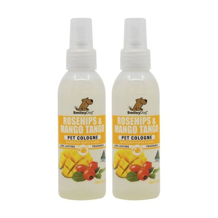 2PK Smiley Dog Pet Grooming Cologne Spray Bottle 125ml Rosehips & Mango