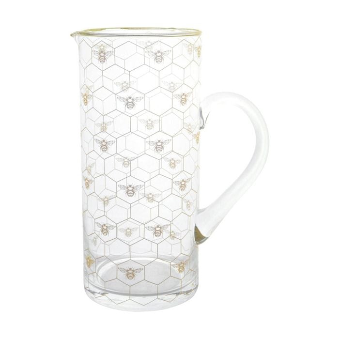 Lvd Honeycomb Bee Decal Glass Water Jug Home/kitchen Decor White