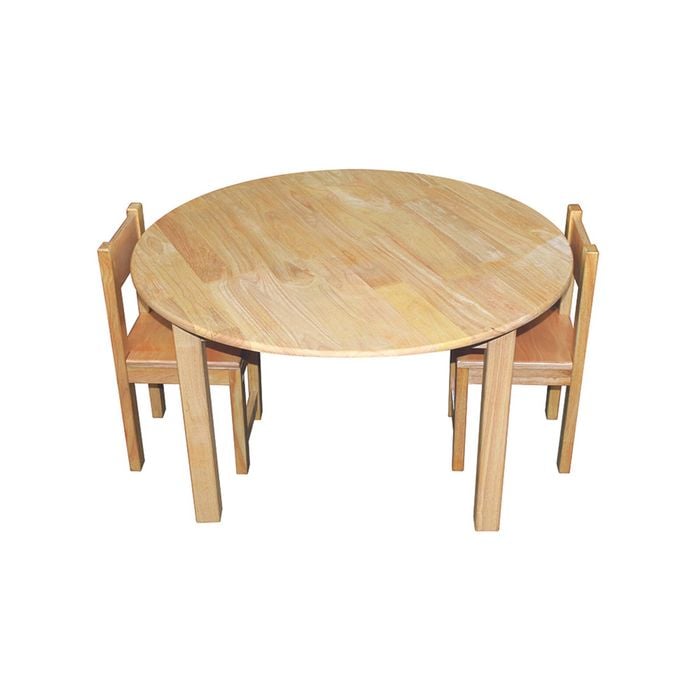 Rubberwood Round Table 90cm & 2 Standard Chairs
