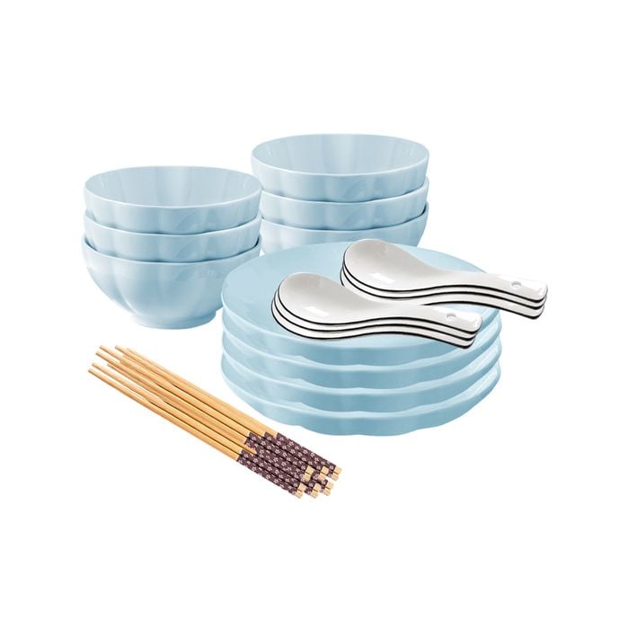 SOGA Light Blue Japanese Style Ceramic Dinnerware Set of 10