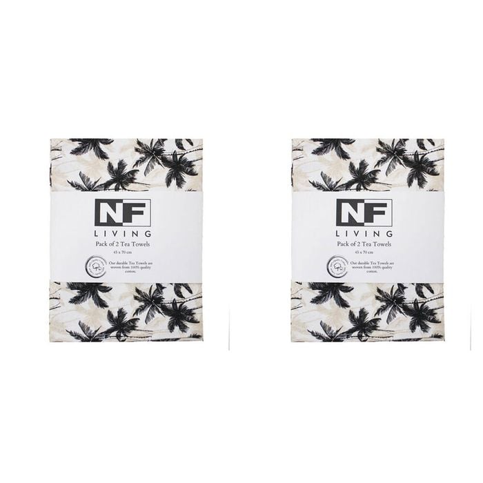 2x 2pc NF Home & Entertaining Essentials Treemend Tea Towel 25x18cm Solid Black
