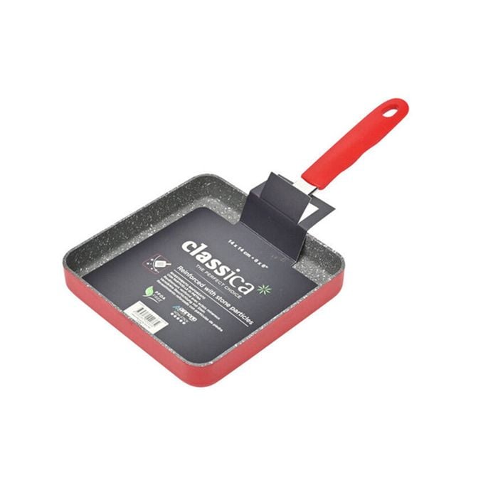 Classica Mini Grill Square Pan Non-Stick Frypan 14cm Red