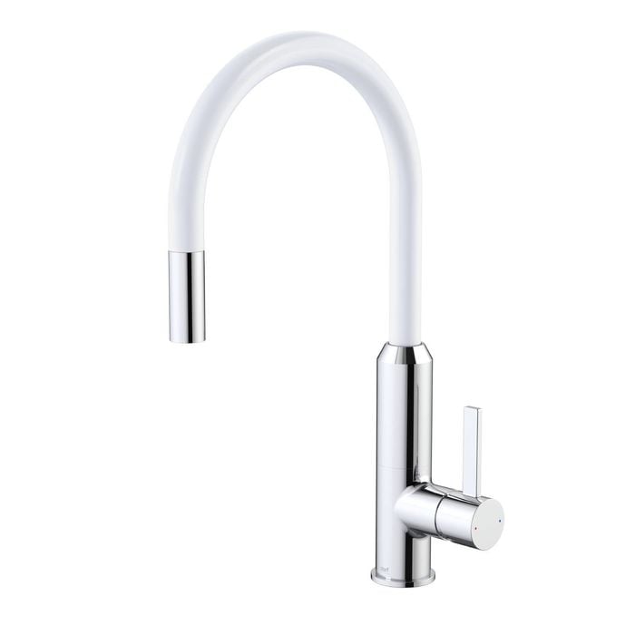 Dorf    White Lead Free Vixen Retractable Sink Mixer