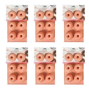 6x 6pc Topchef Silicone Heat Resistant Mini Bundt Mould 29.5x17.5cm Assorted