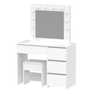 Ufurniture Dressing Table Set 12 LED Adjustable Bulb White