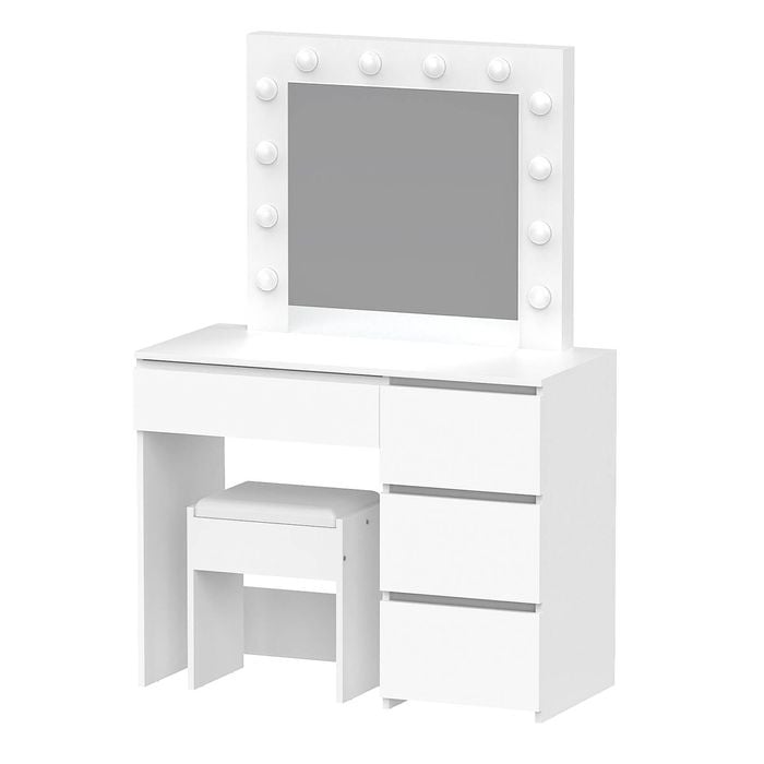Ufurniture Dressing Table Set 12 LED Adjustable Bulb White