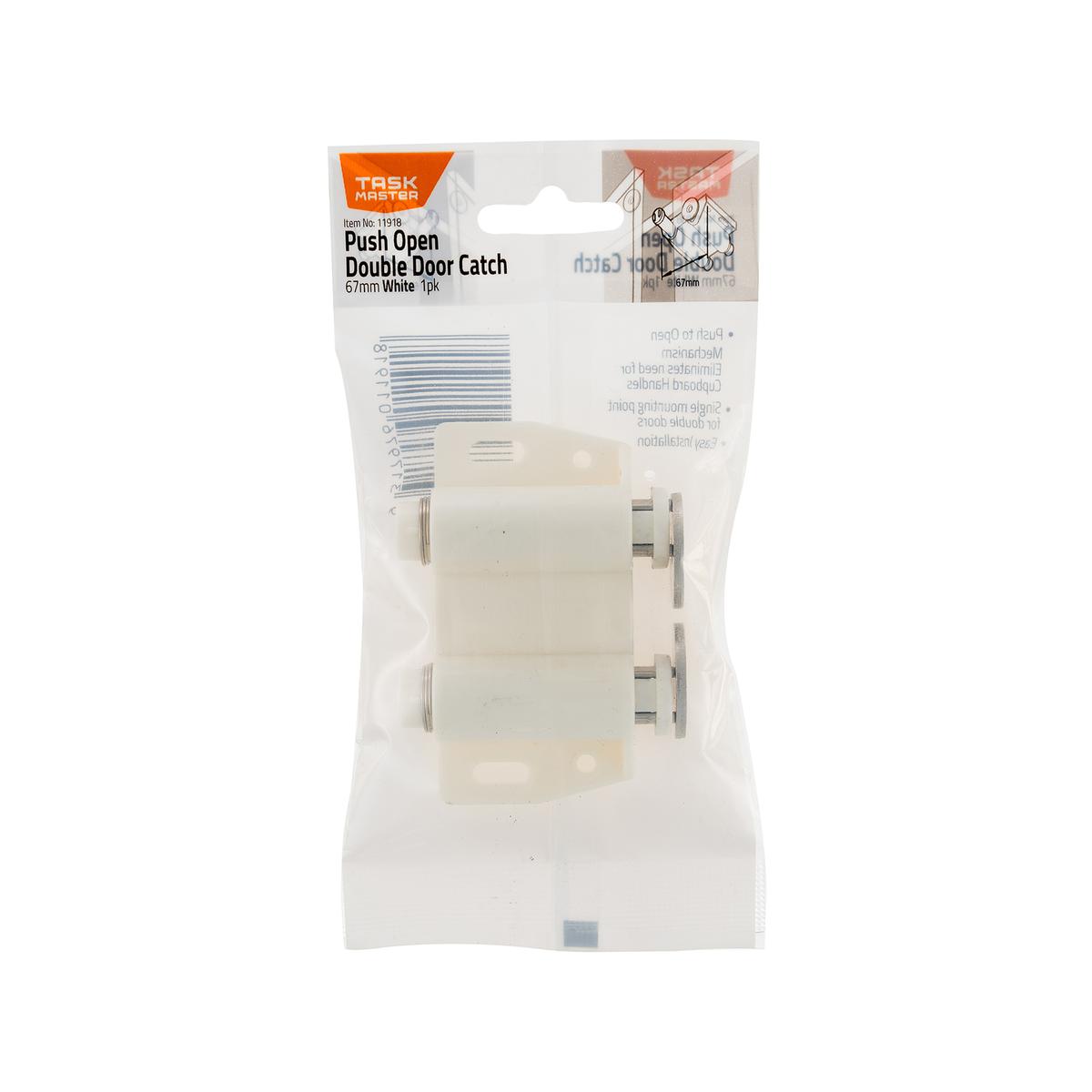 Taskmaster 67mm White Magnetic Push To Open Double Catch - Bunnings ...