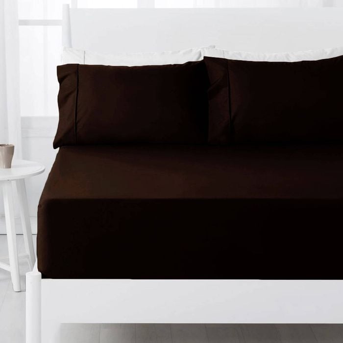 Hotel Living 250TC Polyester Cotton Fitted Sheet Set Single Chocolate