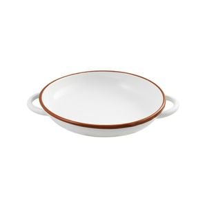 Urban Style Enamelware 22cm Ragout Plate w/ Red Rim - White
