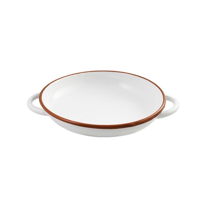 Urban Style Enamelware 22cm Ragout Plate w/ Red Rim - White