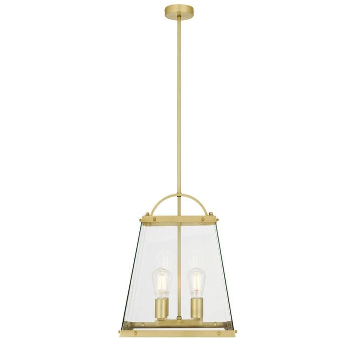 Telbix Colair Modern Pendant Hanging Lamp Light Glass Solid Brass Brass Clear Matte