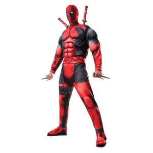 Deadpool Deluxe Halloween Costume Adult Official Marvel Outfit with Mask and Boot Tops, Standard