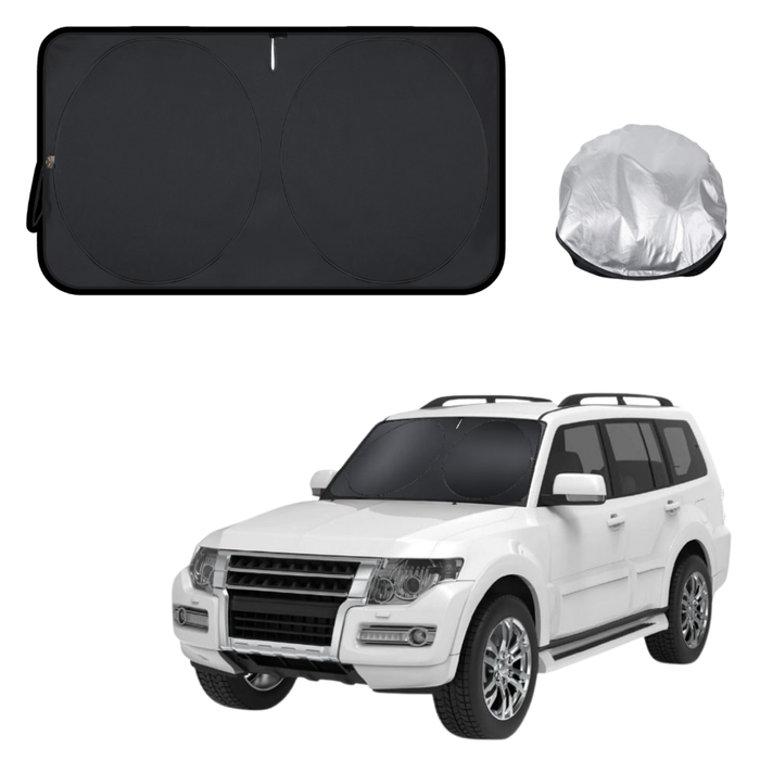 Front Windscreen Sun Shade for Mitsubishi Pajero 2006 - 2021 (NS/NT/NW/NX) - Standard 150 x 85 cm - Black
