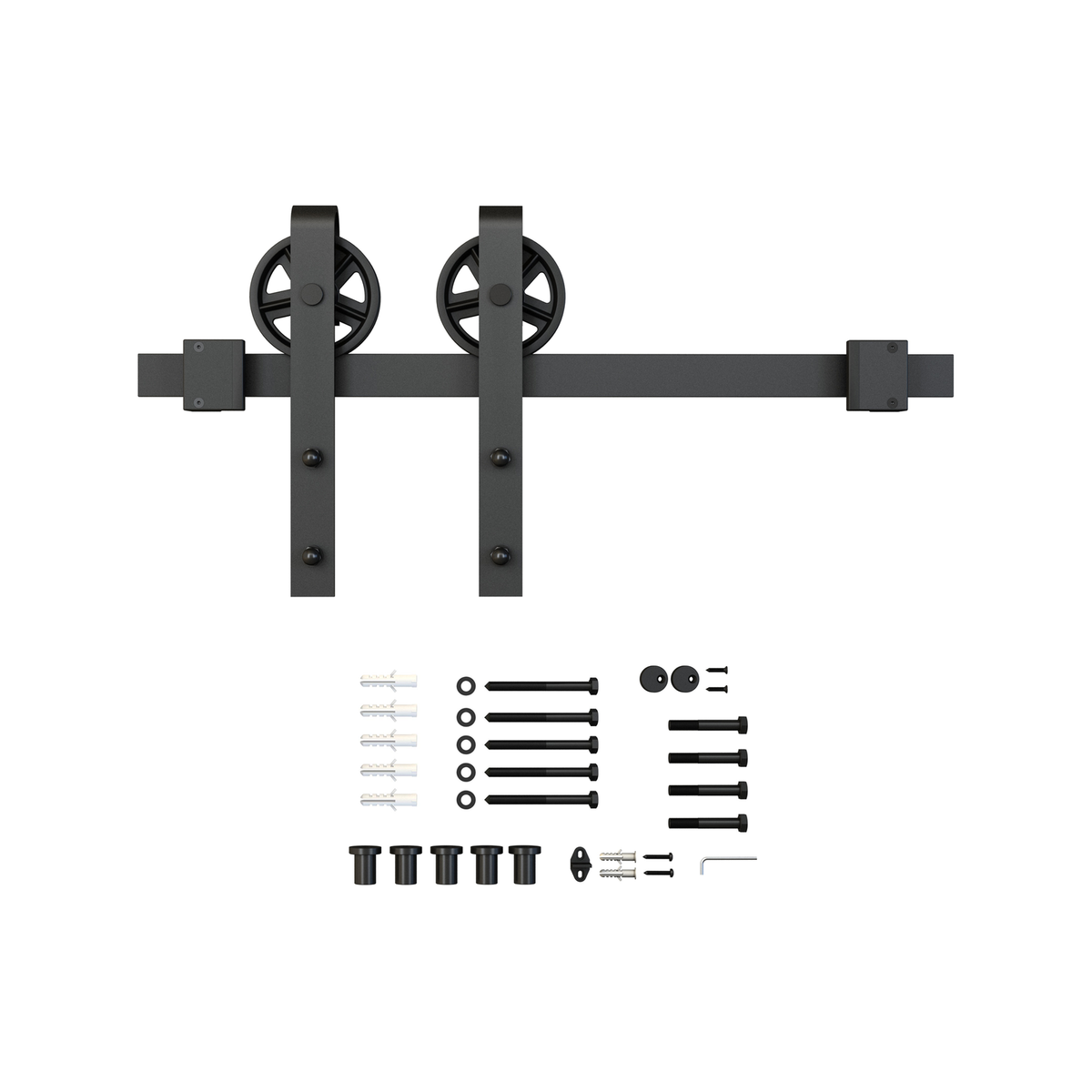 Rolltrak Matte Black Big Wheel Side Mount Barn Door Track Set ...