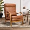 Oikiture Armchair PU Leather Lounge Chair with Lumbar Pillow Brown
