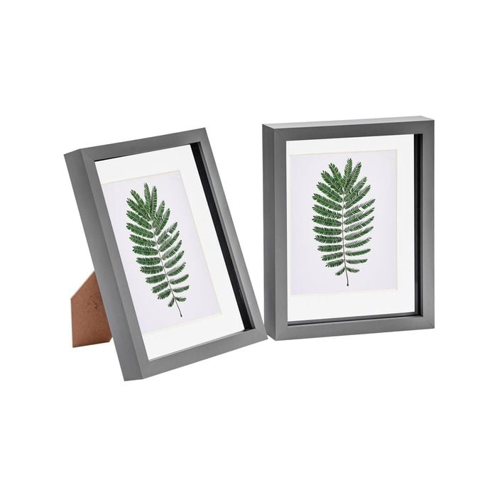 Nicola Spring Acrylic 3D Box Photo Frames with 5" x 7" Mounts - 8" x 10"  - Grey - Pack of 2