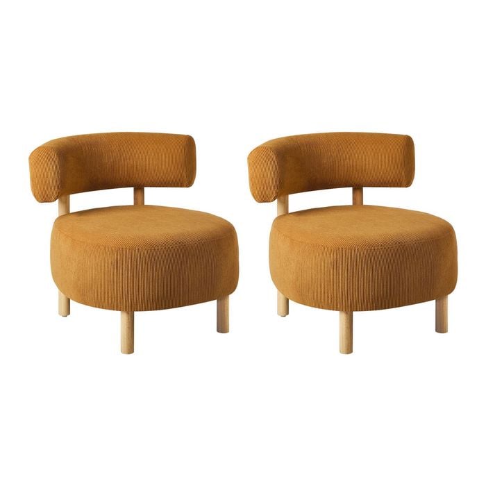 Oikiture Set of 2 Wooden Armchair Lounge Chair Velvet Accent Armchairs