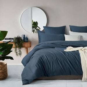 Gioia Casa 100% Cotton Vintage Washed Bed Quilt Cover Set - Dark Indigo - King