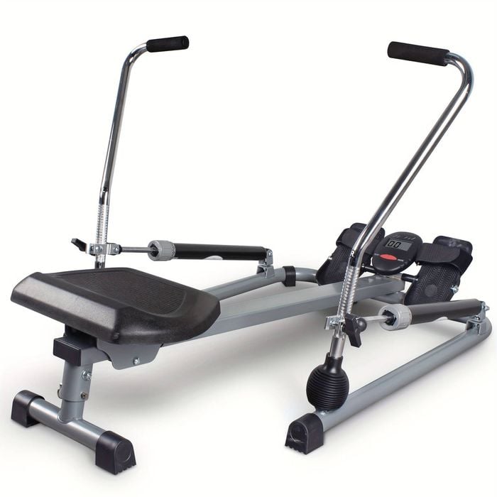 NNETM Foldable Rowing Machine with LCD Monitor - Fitness Trainer(Grey)