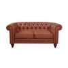 2 Seater Brown Sofa Lounge Chesterfield Style Button Tufted in Faux Leather