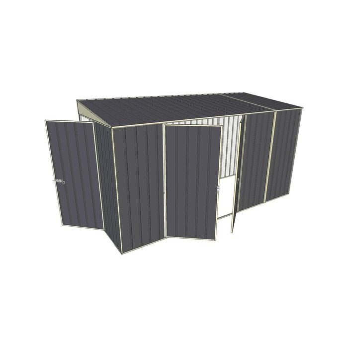 Build-a-Shed 1.5 x 3.7 x 2m Hinged Door Tunnel Shed with Double Hinged Side Doors - Grey