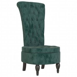 vidaXL High Back Chair Sofa Chair Side Chair Dark Green Velvet Button Design
