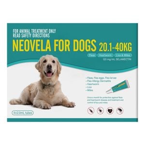 Neovela (selamectin) Flea And Worming For Dogs 20 - 40 Kg Aqua 12 Pack