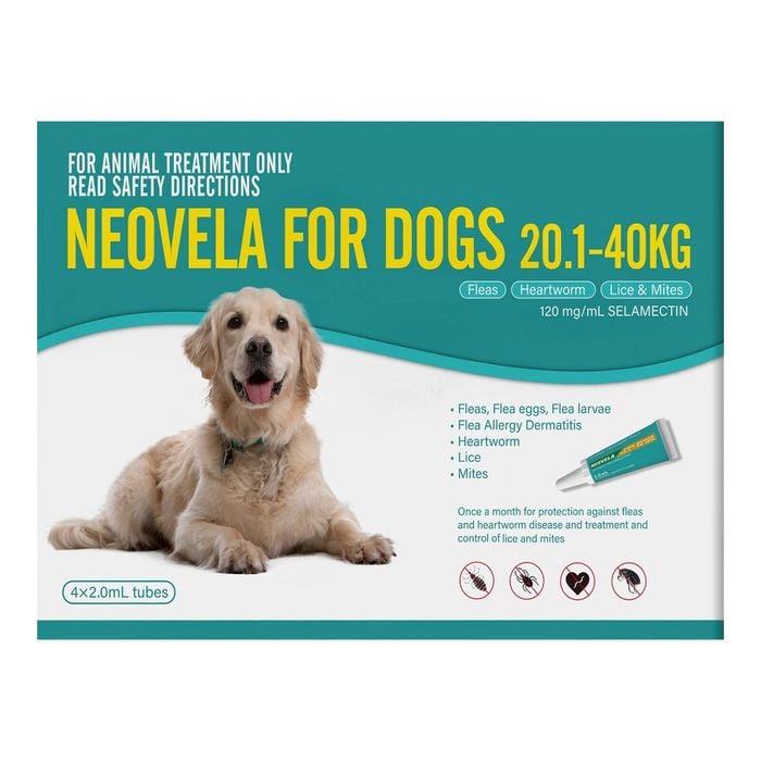 Neovela (selamectin) Flea And Worming For Dogs 20 - 40 Kg Aqua 12 Pack