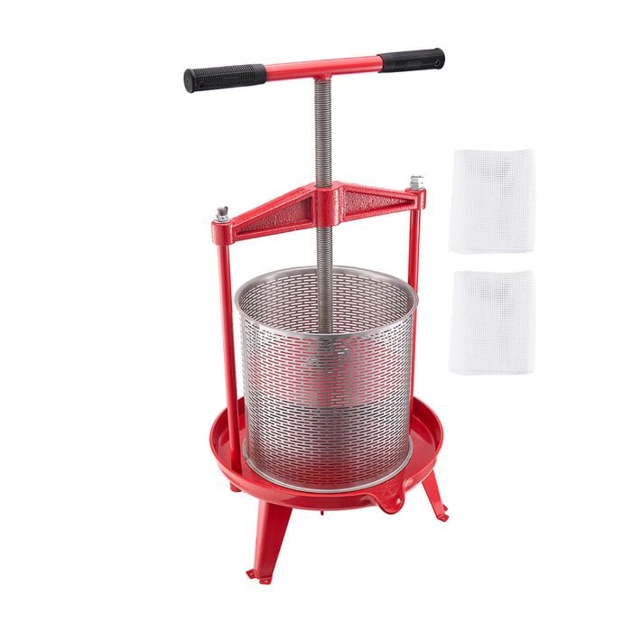 Vevor 3.69 Gal Fruit Wine Press Red Stainless Steel Basket With Cross-beam And Triangular Structure