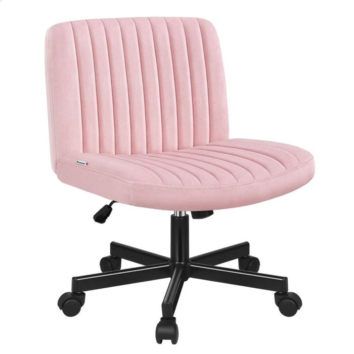 ALFORDSON Armless Office Chair Velvet Pink