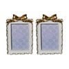 2x Urban Products Lotti Bow White Gold Decorative Photo Frame 4x6inch