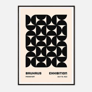 Galrie Bauhaus 1923 Exhibition Poster-Stunning Geometric Abstract Art Modern Print Decor, Black Frame, A2 42x 60cm (16 x 24inch)