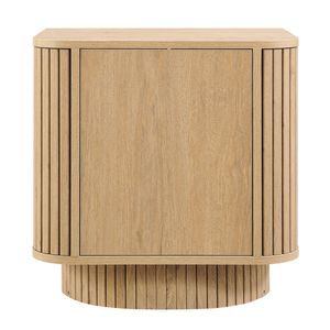 Design Square Mayim Scandinavian Woodgrain Nightstand Bedside Unit Side Table 1-Door Oak
