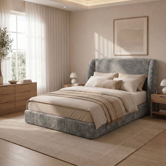 Milano Urbana Luxe Tool Free Jacquard Bed Frame Grey Double