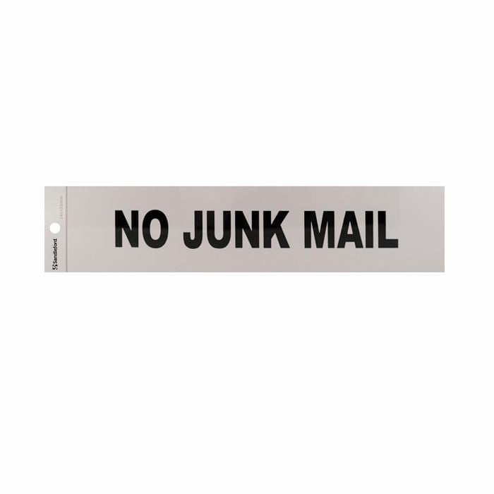 Sandleford 245 x 58mm No Junk Mail Silver Self Adhesive Sign