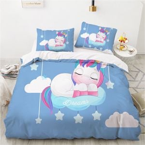 3D Cartoon Unicorn 361 Bed Pillowcases Quilt King Single Size