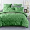 CottonMore 100% Cotton Green Diamond Pinch Pleated Pintuck Doona Quilt Cover Set - Double